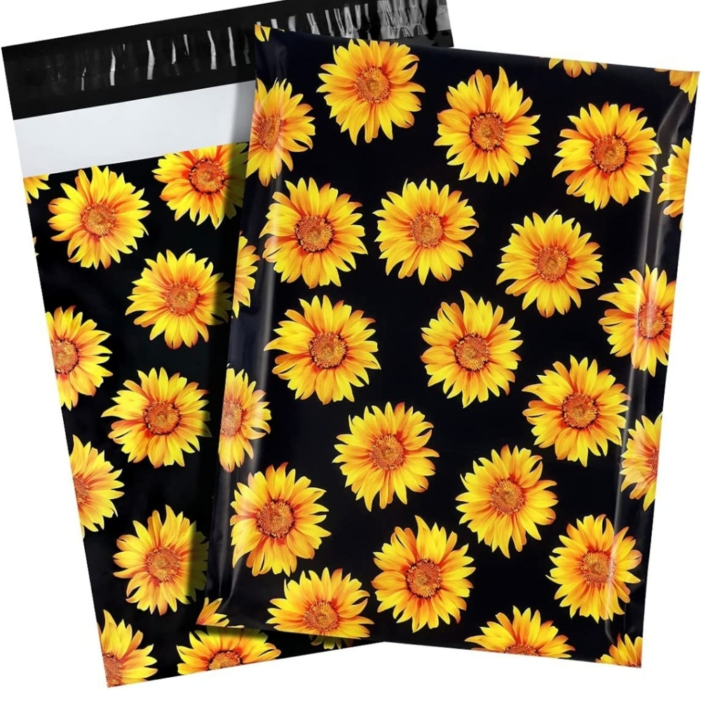 100 SHIPPING POLY MAILERS BAGS 🌻 Sunflower with black